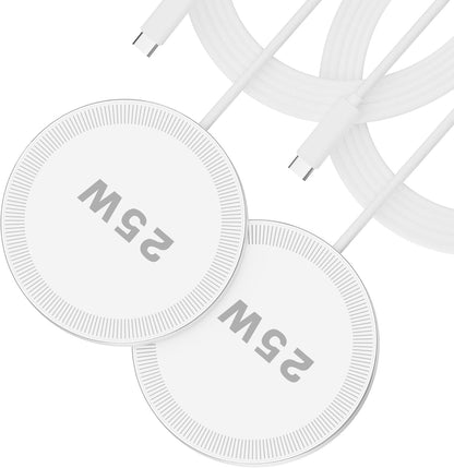 25W Magnetic Portable Fast Wireless Charging Pad for Apple iPhone Series | Compatible with iPhone 17 16 15 14 13 12 Pro Max, Google Pixel, Flat Slim for Travel Office Bedside, Light Yellow - 2Pack