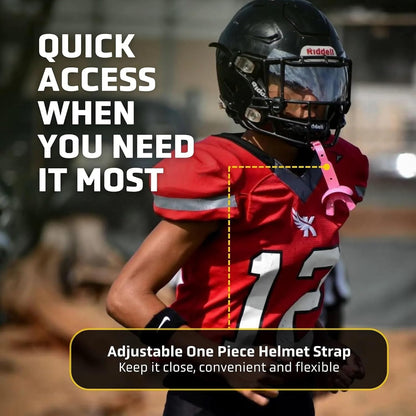 DoubleGuard Youth Mouth Guard with Lip Protection, Yellow | Football, Lacrosse, MMA, Boxing, Adjustable Helmet Strap, Braces Friendly, 2 Breathing Channels, NCAA & NFHS Certified