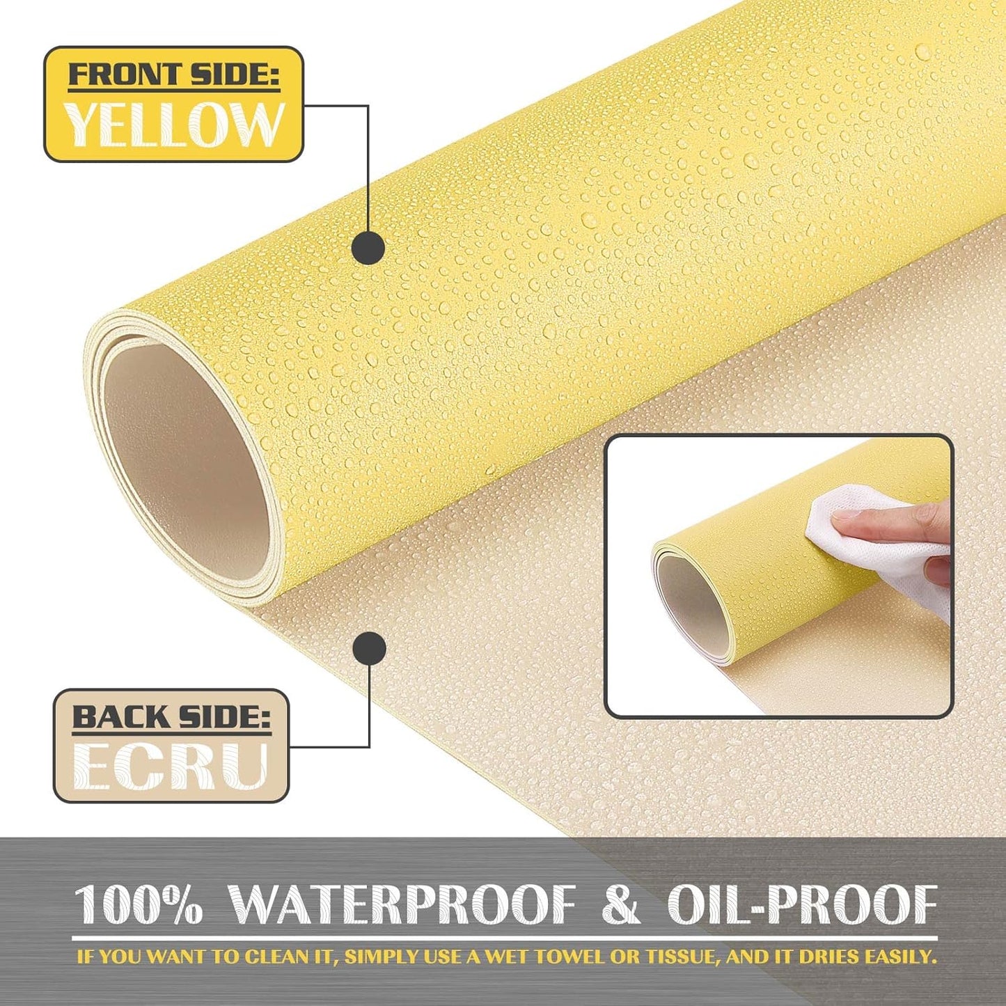 Small Office Leather Desk Mat, Mouse and Keyboard Pad, Computer and Laptop Mat, Desktop Protector and Cover, Writing Pad and Blotter (23.6"x13.8", Yellow)