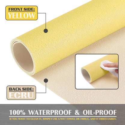Small Office Leather Desk Mat, Mouse and Keyboard Pad, Computer and Laptop Mat, Desktop Protector and Cover, Writing Pad and Blotter (23.6"x13.8", Yellow)