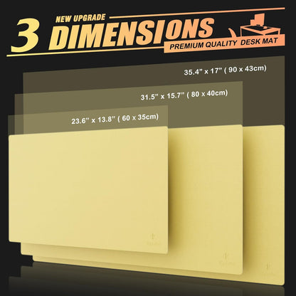 Small Office Leather Desk Mat, Mouse and Keyboard Pad, Computer and Laptop Mat, Desktop Protector and Cover, Writing Pad and Blotter (23.6"x13.8", Yellow)