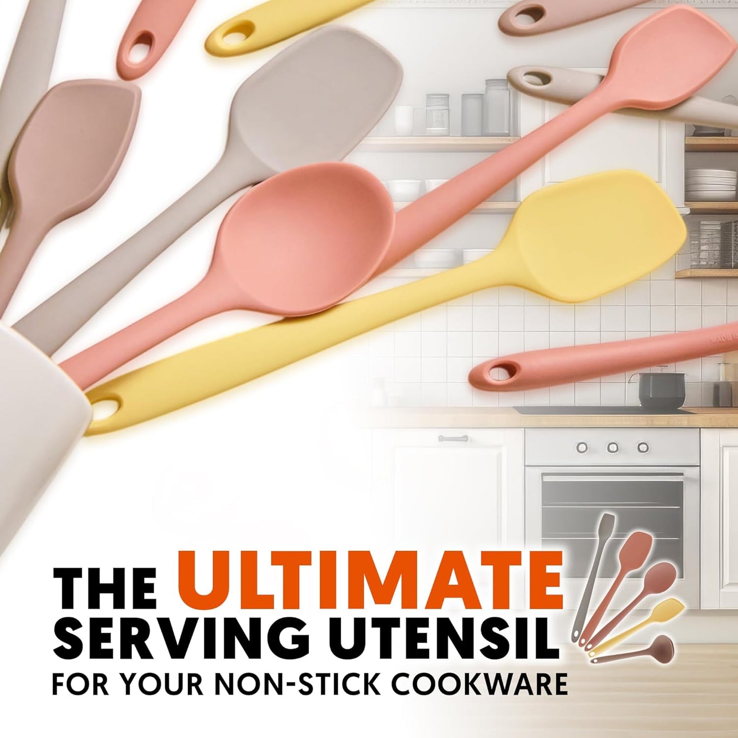 Platinum Silicone Spatula – BPA Free Silicone Spatula for Cooking – Heat Resistant Cooking Utensils for Non Stick Pans – One-Piece Spoonula for Baking, Mixing & More – Kitchen Scraper 11.4” Yellow