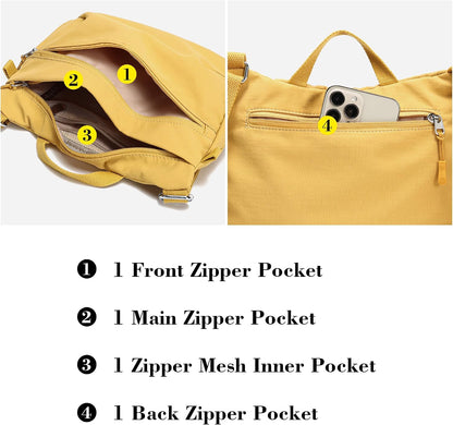 Nylon Small Crossbody Bags for Women Lightweight Cross Body Purse | Foldable Cross Body Bag for Woman Travel Everyday, Top Handle Shoulder Handbags, Packable, Water Resistant Crescent Purses