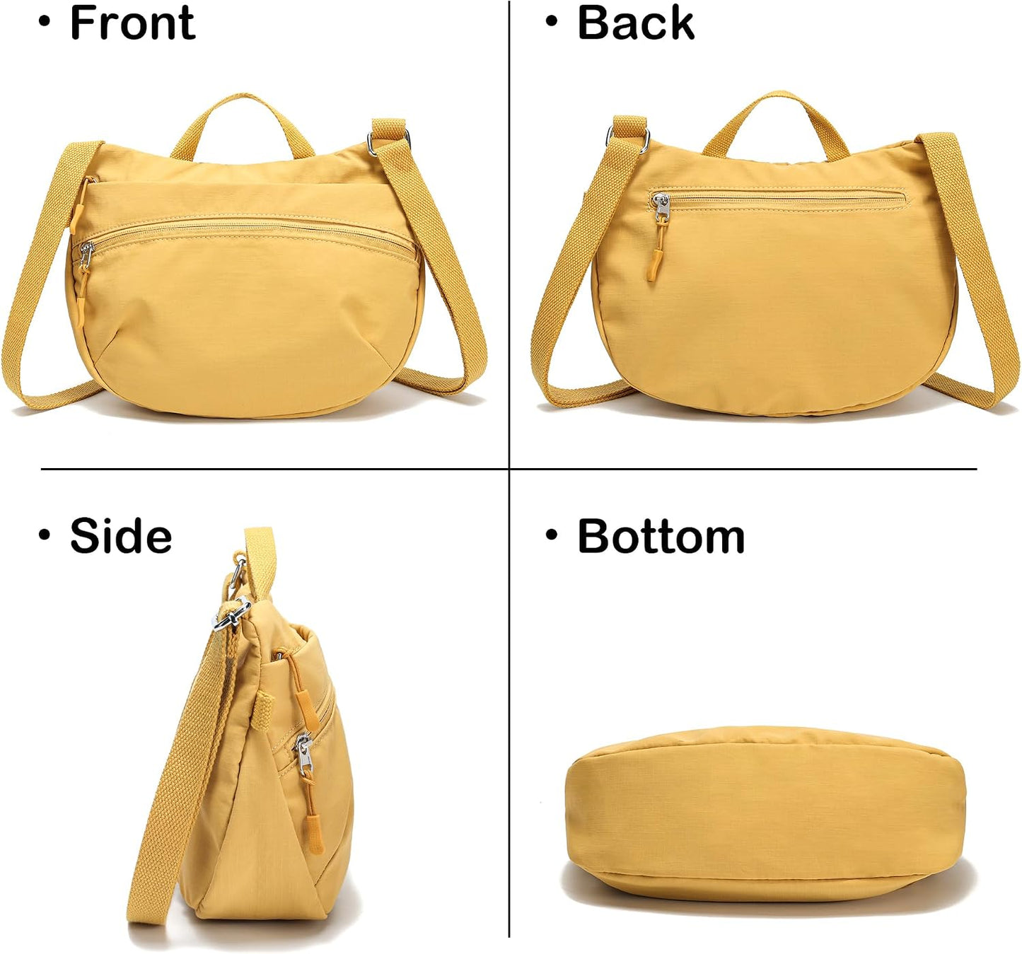 Nylon Small Crossbody Bags for Women Lightweight Cross Body Purse | Foldable Cross Body Bag for Woman Travel Everyday, Top Handle Shoulder Handbags, Packable, Water Resistant Crescent Purses
