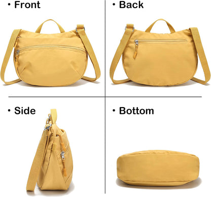 Nylon Small Crossbody Bags for Women Lightweight Cross Body Purse | Foldable Cross Body Bag for Woman Travel Everyday, Top Handle Shoulder Handbags, Packable, Water Resistant Crescent Purses
