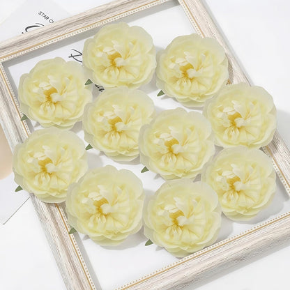 10PCS Light Yellow Artificial Peony Bouquet Highly Realistic Home Decor Floral Perfect for Mother's Day, Valentine's Day, Dining Table Accent Peony Bouquet Forever-Fresh Artificial Flowers