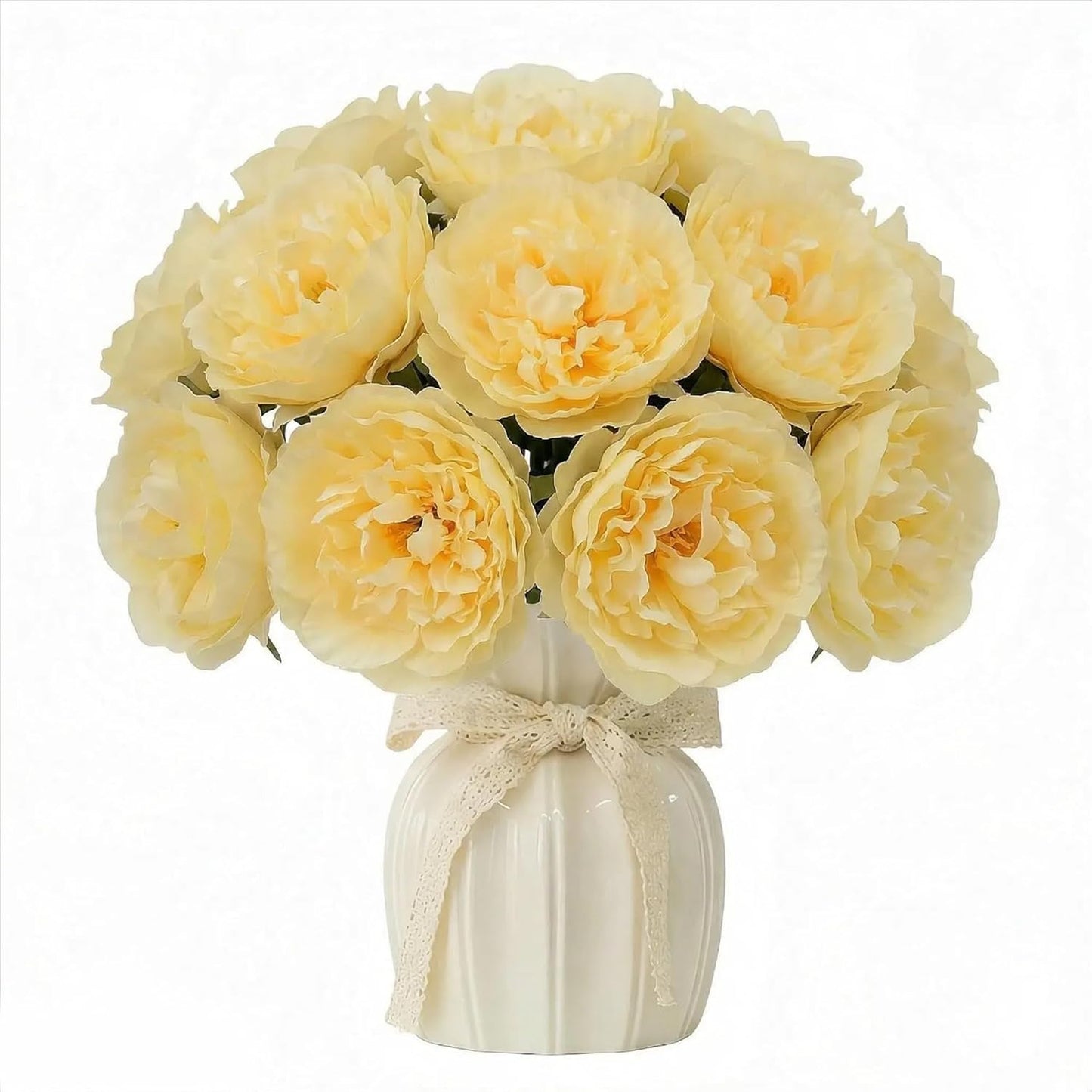 10PCS Light Yellow Artificial Peony Bouquet Highly Realistic Home Decor Floral Perfect for Mother's Day, Valentine's Day, Dining Table Accent Peony Bouquet Forever-Fresh Artificial Flowers