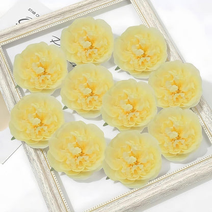 10PCS Light Yellow Artificial Peony Bouquet Highly Realistic Home Decor Floral Perfect for Mother's Day, Valentine's Day, Dining Table Accent Peony Bouquet Forever-Fresh Artificial Flowers