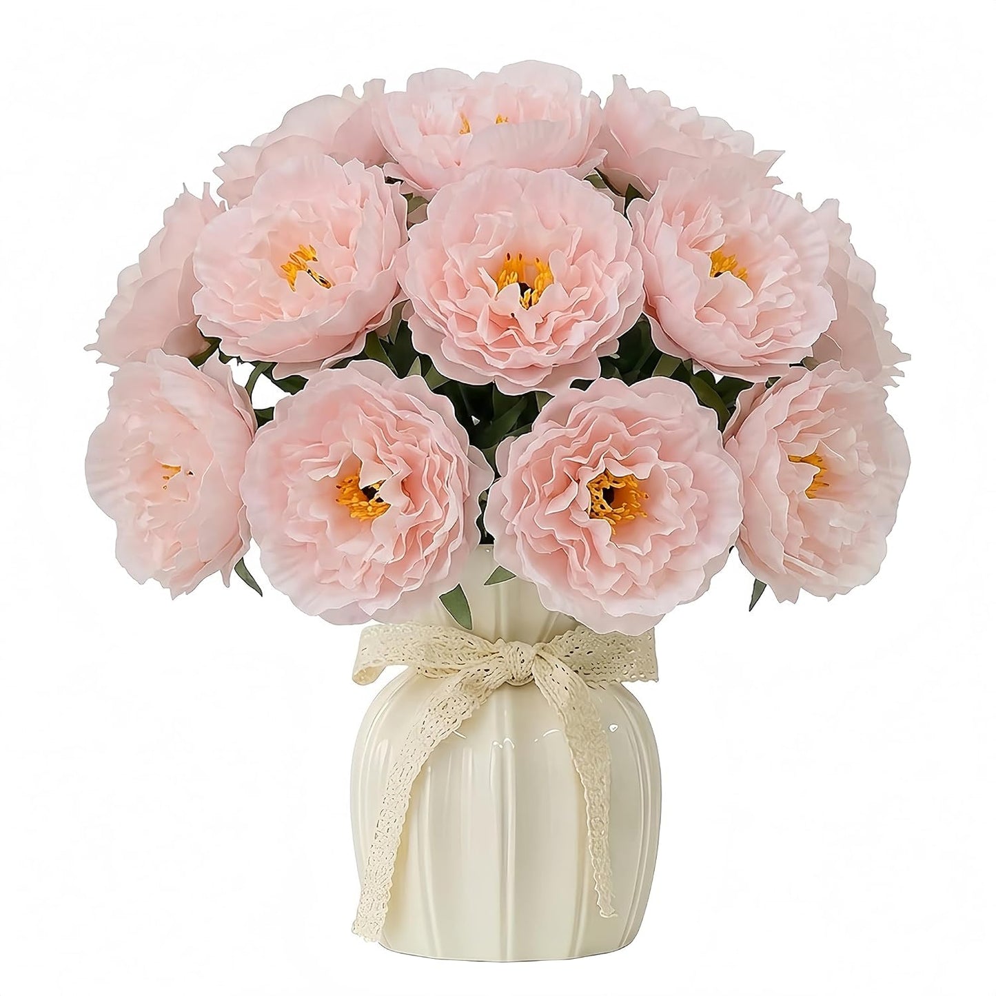 10PCS Light Yellow Artificial Peony Bouquet Highly Realistic Home Decor Floral Perfect for Mother's Day, Valentine's Day, Dining Table Accent Peony Bouquet Forever-Fresh Artificial Flowers
