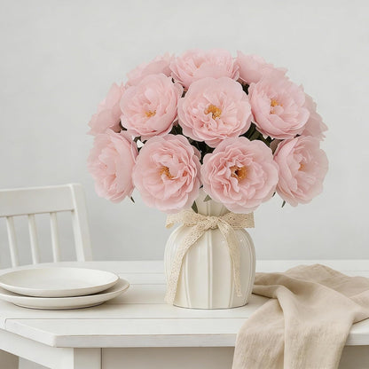 10PCS Light Yellow Artificial Peony Bouquet Highly Realistic Home Decor Floral Perfect for Mother's Day, Valentine's Day, Dining Table Accent Peony Bouquet Forever-Fresh Artificial Flowers