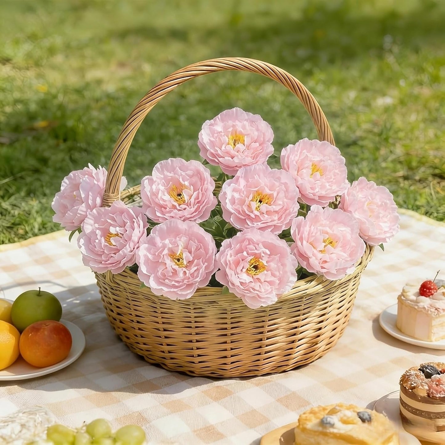 10PCS Light Yellow Artificial Peony Bouquet Highly Realistic Home Decor Floral Perfect for Mother's Day, Valentine's Day, Dining Table Accent Peony Bouquet Forever-Fresh Artificial Flowers