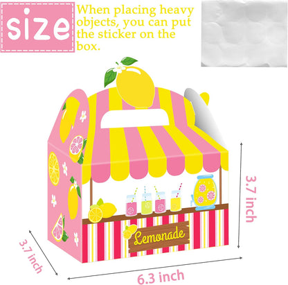 Summer Lemonade Theme Party Treat Boxes Lemon Birthday Goodie Gift Boxes | 12pcs double-sided printed lemonade stand treat boxes for summer lemon theme birthday party candy gift favors