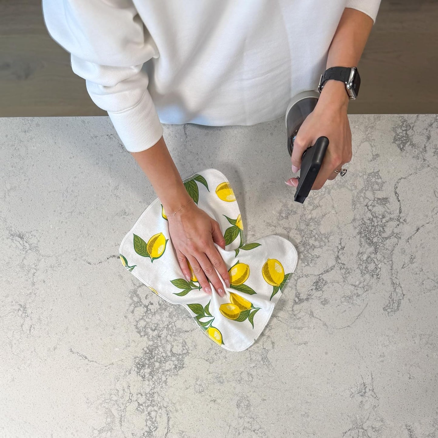 Reusable Paper Towels - 10 Pack - Roll of Washable Cotton Cloth Paper Towels - Paperless Reusable Napkins Cloth Washable - Absorbent + Long Lasting - Zero Waste Products - (Lemon)