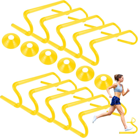 10 Pcs 6" Speed Agility Training Hurdles with 6 Marker Cone Durable Training Hurdle Agility Plyometric All Purpose Speed Hurdle Equipment for Athletes Soccer Basketball Football Practice