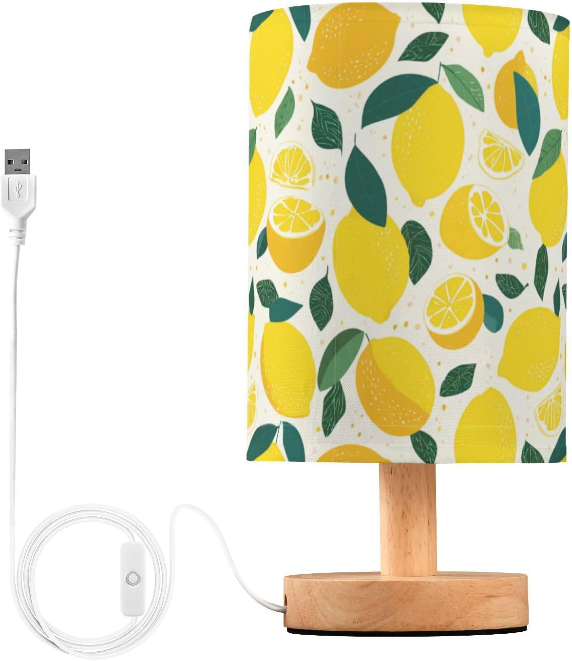 Bedside Table Lamp Lemon Yellow Citrus Fruits (58) Kids Nightstand Lamp Night Light Fabric Shade for Bedroom Living Room Home Office