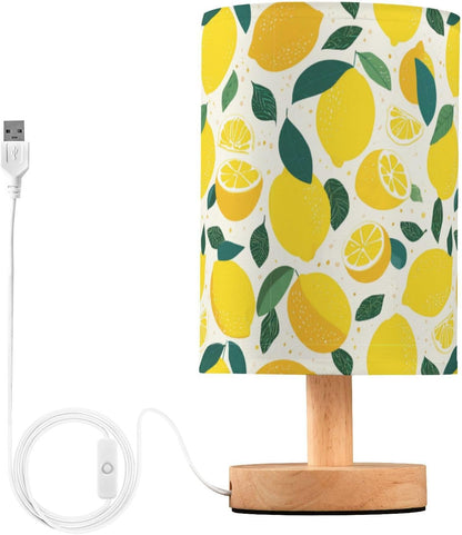 Bedside Table Lamp Lemon Yellow Citrus Fruits (58) Kids Nightstand Lamp Night Light Fabric Shade for Bedroom Living Room Home Office