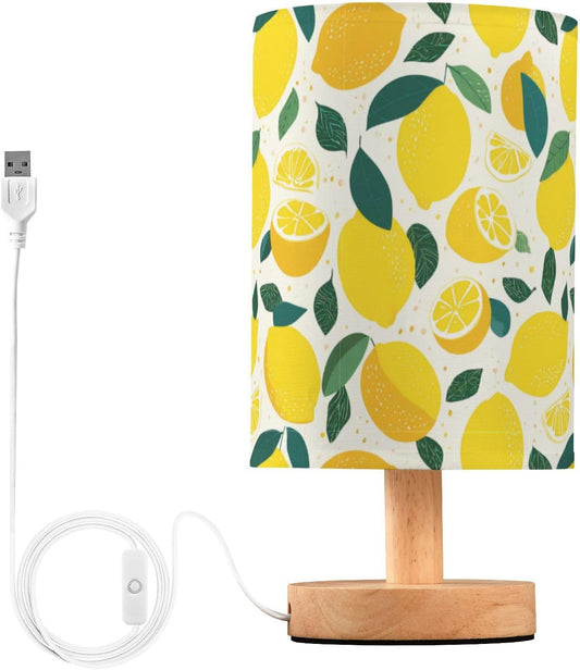 Bedside Table Lamp Lemon Yellow Citrus Fruits (58) Kids Nightstand Lamp Night Light Fabric Shade for Bedroom Living Room Home Office