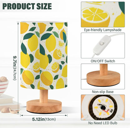 Bedside Table Lamp Lemon Yellow Citrus Fruits (58) Kids Nightstand Lamp Night Light Fabric Shade for Bedroom Living Room Home Office