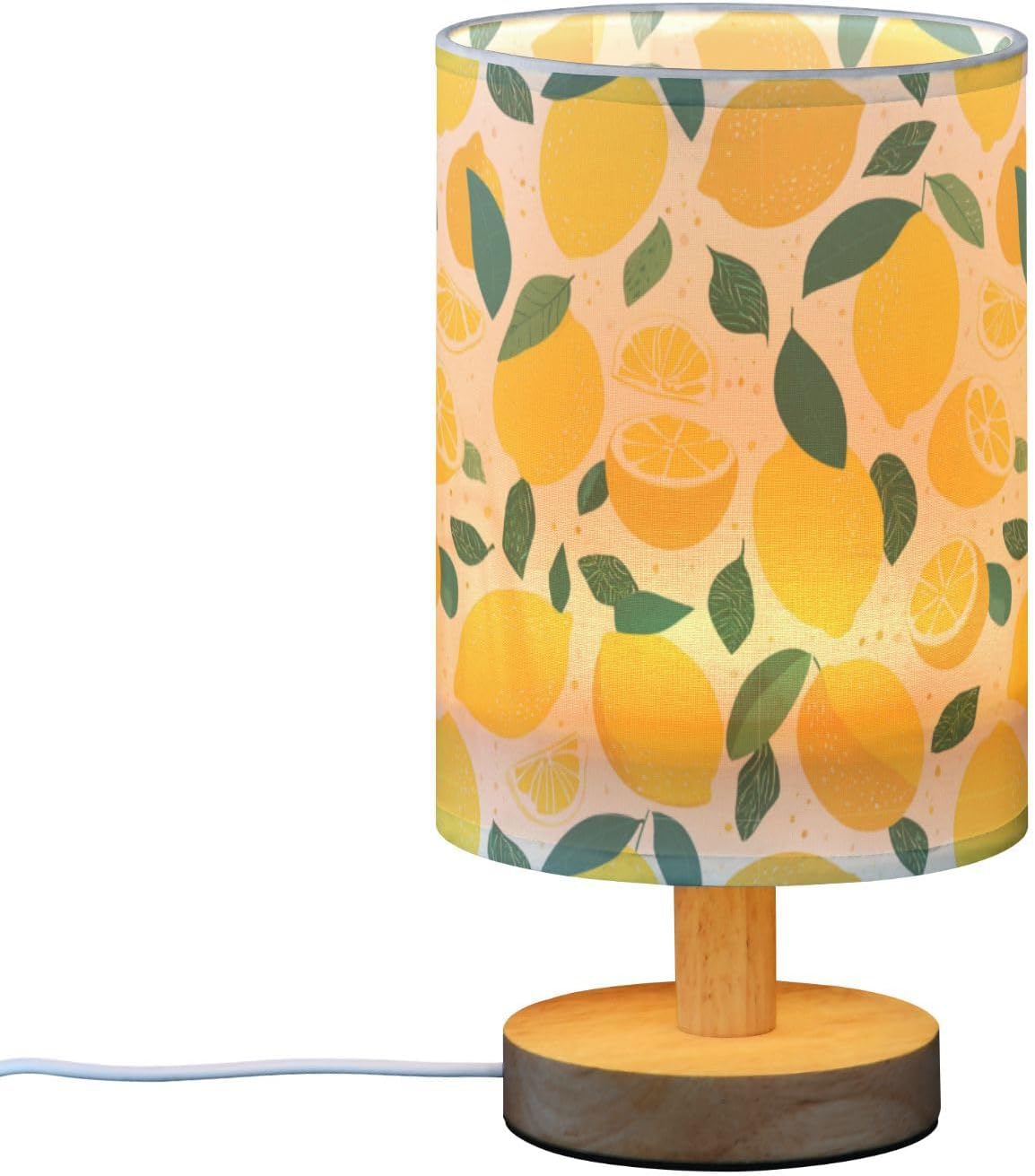 Bedside Table Lamp Lemon Yellow Citrus Fruits (58) Kids Nightstand Lamp Night Light Fabric Shade for Bedroom Living Room Home Office