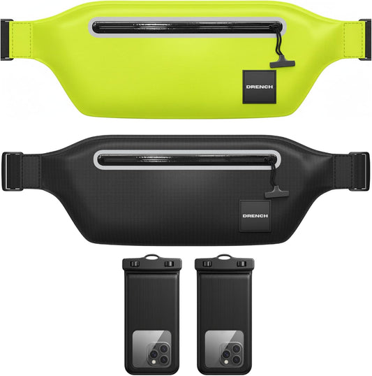 international travel safety pouch – Yellow + Black Waterproof Fanny Pack Bundle, 2 Submersible Phone Pouches + Floating Cases