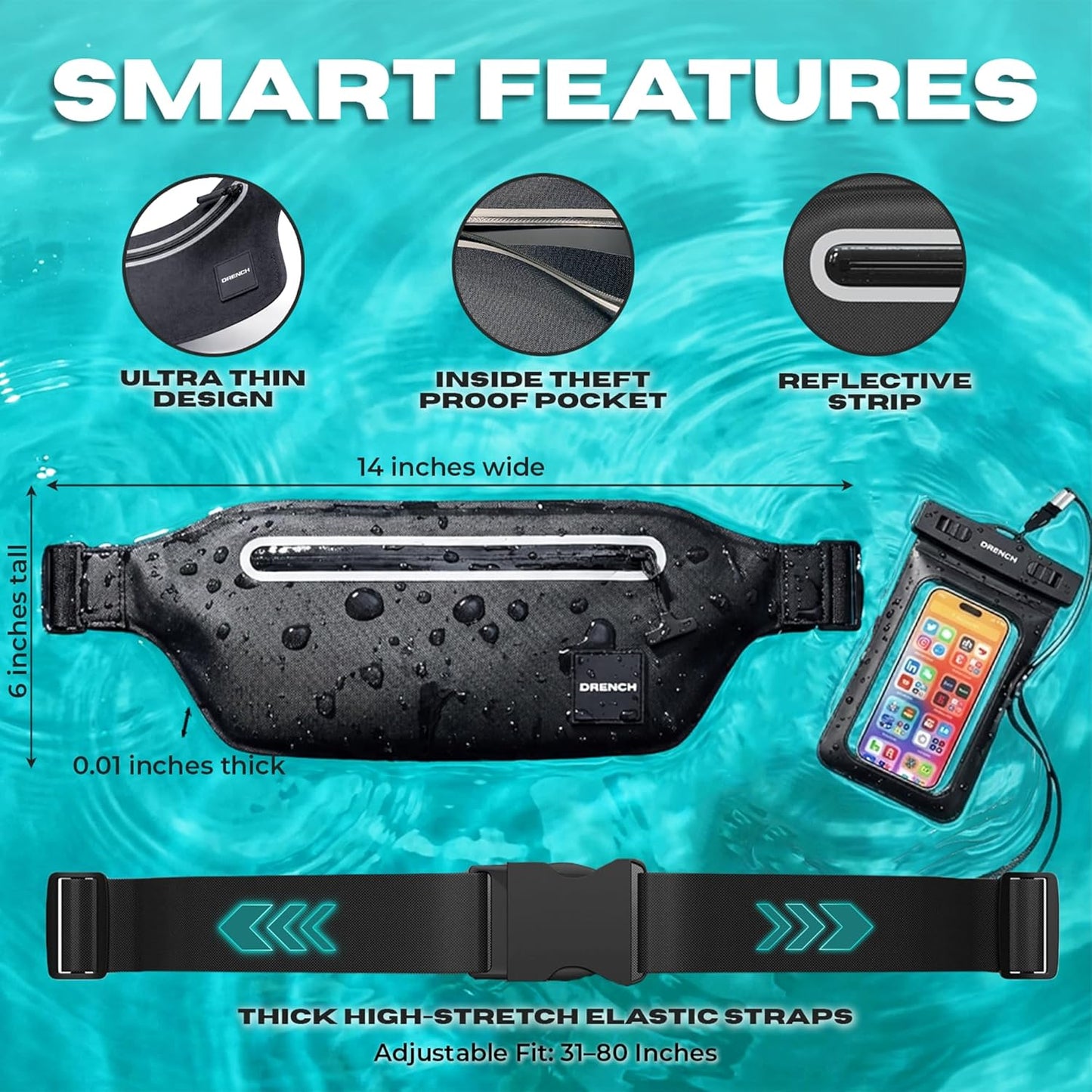 international travel safety pouch – Yellow + Black Waterproof Fanny Pack Bundle, 2 Submersible Phone Pouches + Floating Cases
