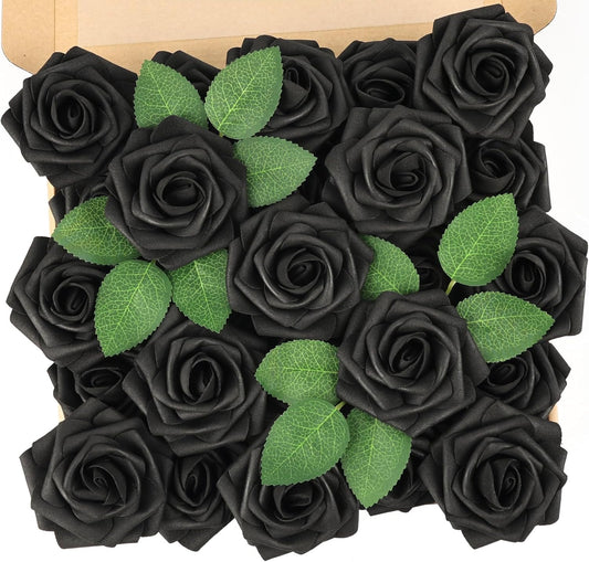 Artificial Flowers, 25Pcs Fake Flowers Goose Yellow Roses Perfect for DIY Wedding Bouquets Centerpieces Bridal Shower Party Home Flower Arrangement Decorations - Colors B