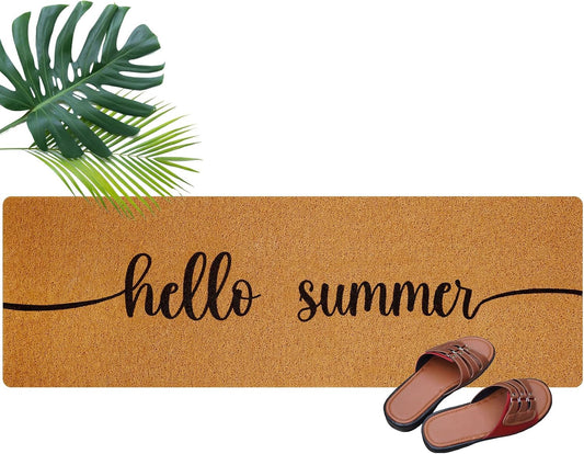 Long Doormat 48''x16'' Front Door Mat for Entrance Inside Outdoor Large Decorative Door Rug Welcome Mat Runner Rug for Outside Home Entry Step(Hello Summer,Yellow)
