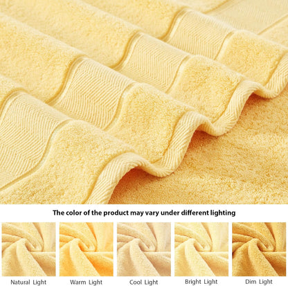 Bath Towels Set 6 Piece, 100% Turkish Cotton Highly Absorbent and Soft Towels for Bathroom 2 Bath Towels 2 Hand Towels 2 Washcloths, Light Yellow