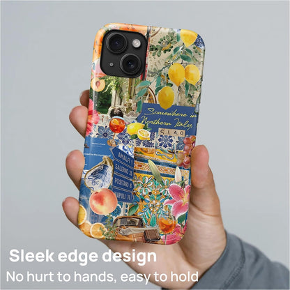 Magnetic Phone Case for iPhone 13/14,Compatible with MagSafe,Durable 2 Layers Full Covered Shockproof Protective Cover-Lemon Flower Collage