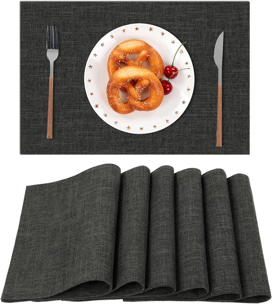 Woven Fabric Placemats Set of 4 Heat Resistant Place Mats Non Slip Washable Double Layer Cloth Placemats Reversible Table Mats Kitchen Dining Table Decor (4, Yellow)