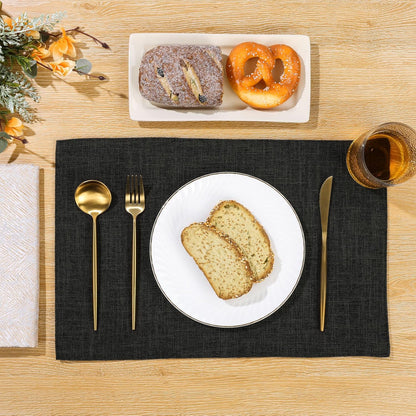 Woven Fabric Placemats Set of 4 Heat Resistant Place Mats Non Slip Washable Double Layer Cloth Placemats Reversible Table Mats Kitchen Dining Table Decor (4, Yellow)