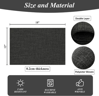 Woven Fabric Placemats Set of 4 Heat Resistant Place Mats Non Slip Washable Double Layer Cloth Placemats Reversible Table Mats Kitchen Dining Table Decor (4, Yellow)
