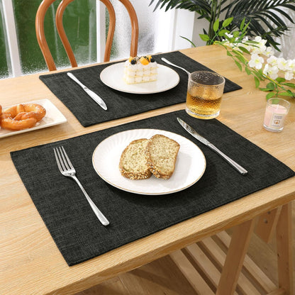 Woven Fabric Placemats Set of 4 Heat Resistant Place Mats Non Slip Washable Double Layer Cloth Placemats Reversible Table Mats Kitchen Dining Table Decor (4, Yellow)