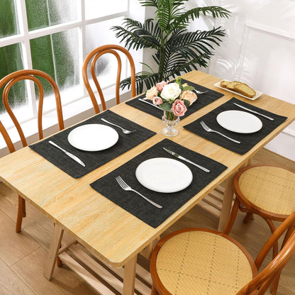Woven Fabric Placemats Set of 4 Heat Resistant Place Mats Non Slip Washable Double Layer Cloth Placemats Reversible Table Mats Kitchen Dining Table Decor (4, Yellow)
