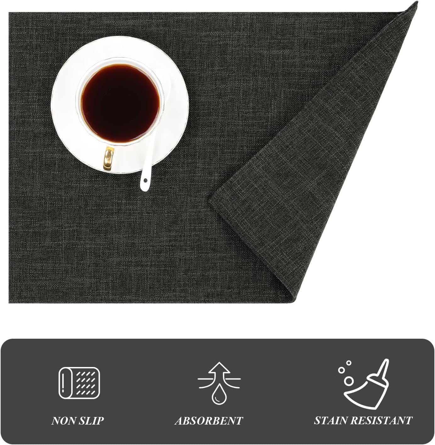 Woven Fabric Placemats Set of 4 Heat Resistant Place Mats Non Slip Washable Double Layer Cloth Placemats Reversible Table Mats Kitchen Dining Table Decor (4, Yellow)