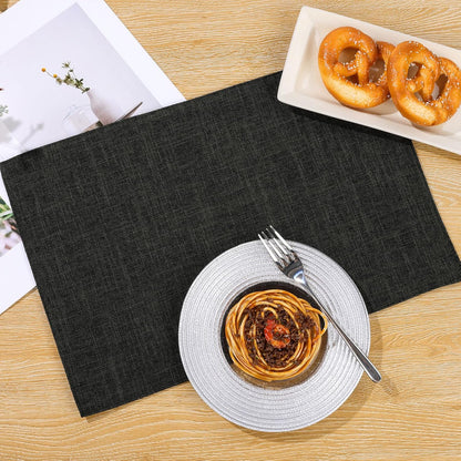 Woven Fabric Placemats Set of 4 Heat Resistant Place Mats Non Slip Washable Double Layer Cloth Placemats Reversible Table Mats Kitchen Dining Table Decor (4, Yellow)