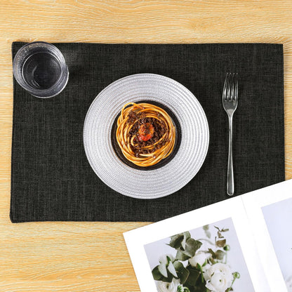 Woven Fabric Placemats Set of 4 Heat Resistant Place Mats Non Slip Washable Double Layer Cloth Placemats Reversible Table Mats Kitchen Dining Table Decor (4, Yellow)