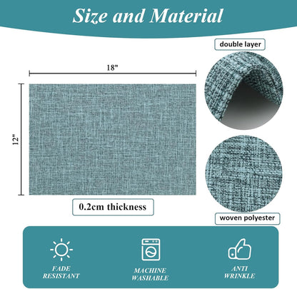 Woven Fabric Placemats Set of 4 Heat Resistant Place Mats Non Slip Washable Double Layer Cloth Placemats Reversible Table Mats Kitchen Dining Table Decor (4, Yellow)