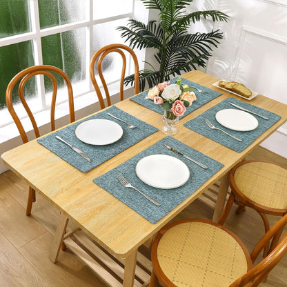 Woven Fabric Placemats Set of 4 Heat Resistant Place Mats Non Slip Washable Double Layer Cloth Placemats Reversible Table Mats Kitchen Dining Table Decor (4, Yellow)