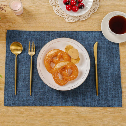 Woven Fabric Placemats Set of 4 Heat Resistant Place Mats Non Slip Washable Double Layer Cloth Placemats Reversible Table Mats Kitchen Dining Table Decor (4, Yellow)
