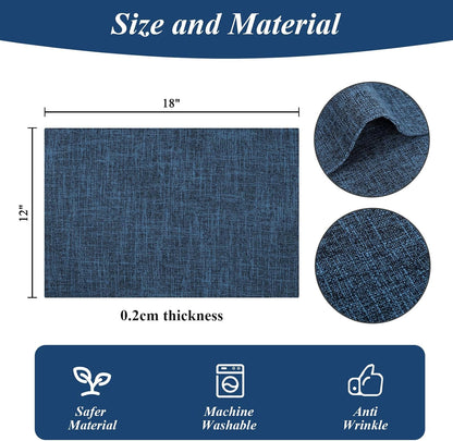 Woven Fabric Placemats Set of 4 Heat Resistant Place Mats Non Slip Washable Double Layer Cloth Placemats Reversible Table Mats Kitchen Dining Table Decor (4, Yellow)