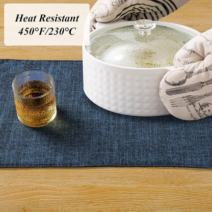 Woven Fabric Placemats Set of 4 Heat Resistant Place Mats Non Slip Washable Double Layer Cloth Placemats Reversible Table Mats Kitchen Dining Table Decor (4, Yellow)