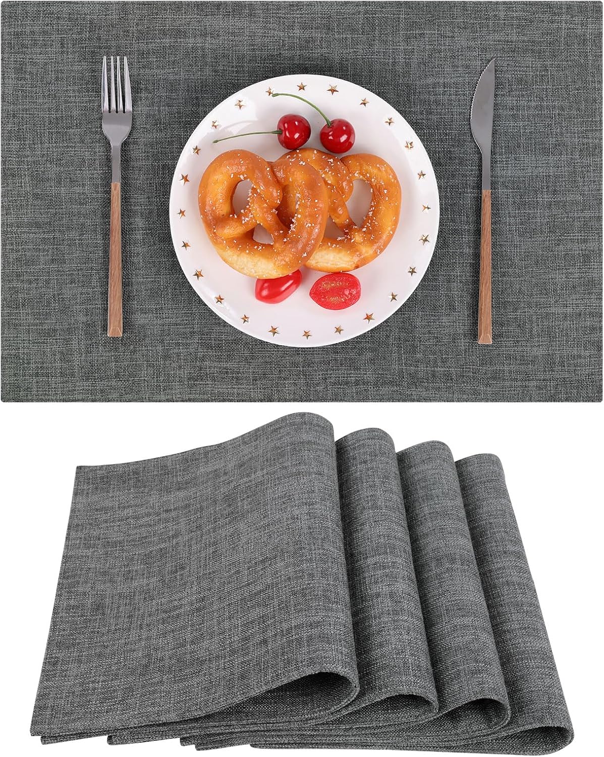 Woven Fabric Placemats Set of 4 Heat Resistant Place Mats Non Slip Washable Double Layer Cloth Placemats Reversible Table Mats Kitchen Dining Table Decor (4, Yellow)