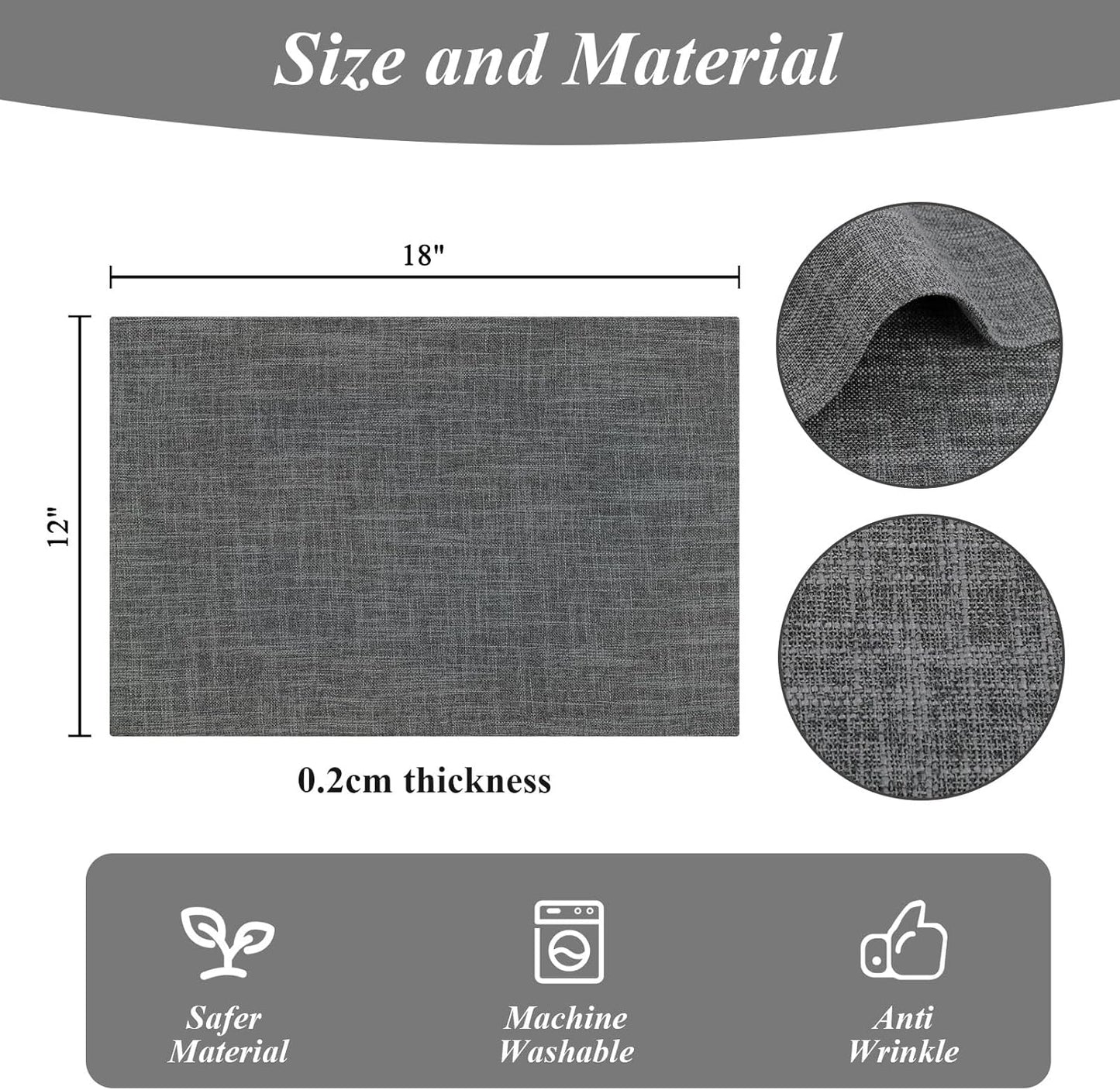 Woven Fabric Placemats Set of 4 Heat Resistant Place Mats Non Slip Washable Double Layer Cloth Placemats Reversible Table Mats Kitchen Dining Table Decor (4, Yellow)