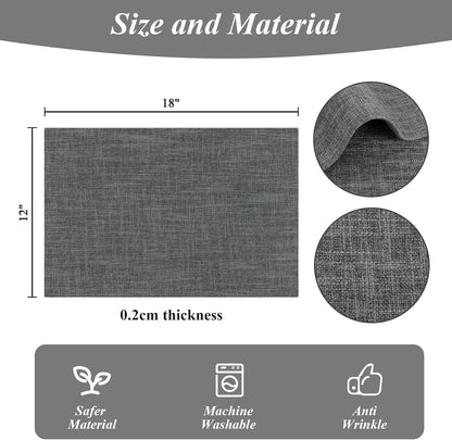Woven Fabric Placemats Set of 4 Heat Resistant Place Mats Non Slip Washable Double Layer Cloth Placemats Reversible Table Mats Kitchen Dining Table Decor (4, Yellow)