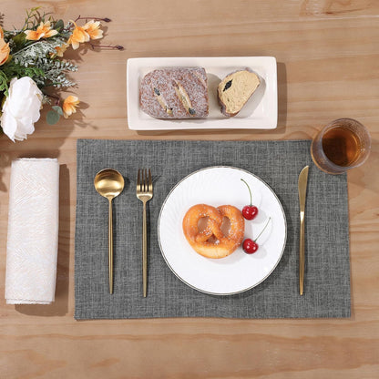 Woven Fabric Placemats Set of 4 Heat Resistant Place Mats Non Slip Washable Double Layer Cloth Placemats Reversible Table Mats Kitchen Dining Table Decor (4, Yellow)