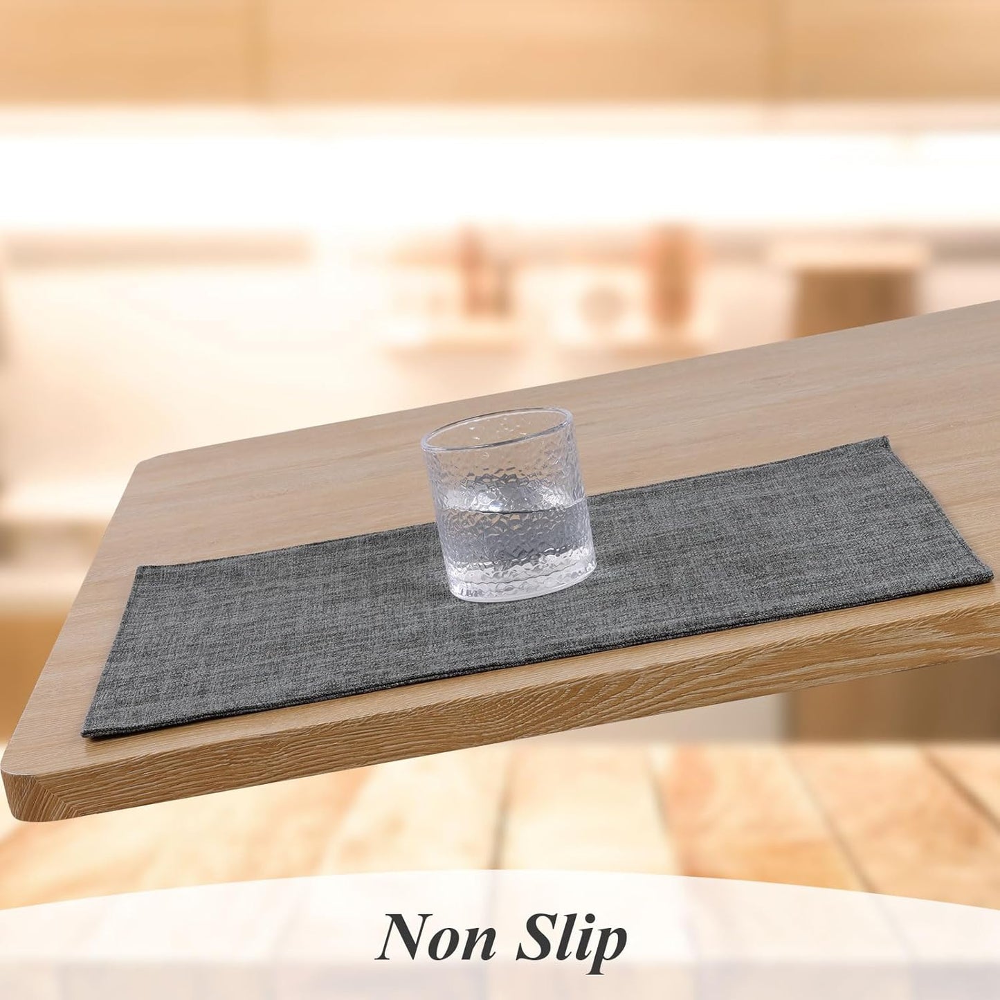 Woven Fabric Placemats Set of 4 Heat Resistant Place Mats Non Slip Washable Double Layer Cloth Placemats Reversible Table Mats Kitchen Dining Table Decor (4, Yellow)