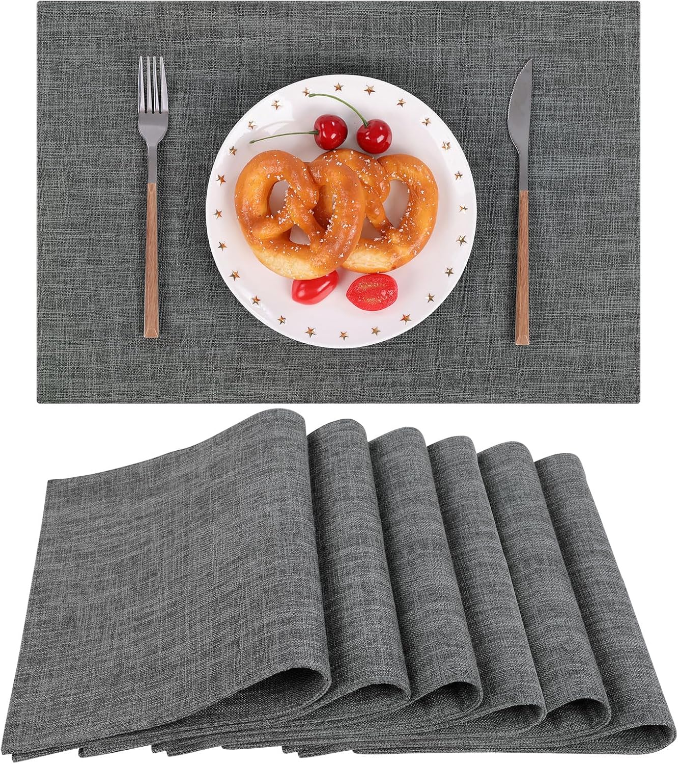 Woven Fabric Placemats Set of 4 Heat Resistant Place Mats Non Slip Washable Double Layer Cloth Placemats Reversible Table Mats Kitchen Dining Table Decor (4, Yellow)