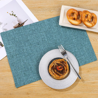 Woven Fabric Placemats Set of 4 Heat Resistant Place Mats Non Slip Washable Double Layer Cloth Placemats Reversible Table Mats Kitchen Dining Table Decor (4, Yellow)