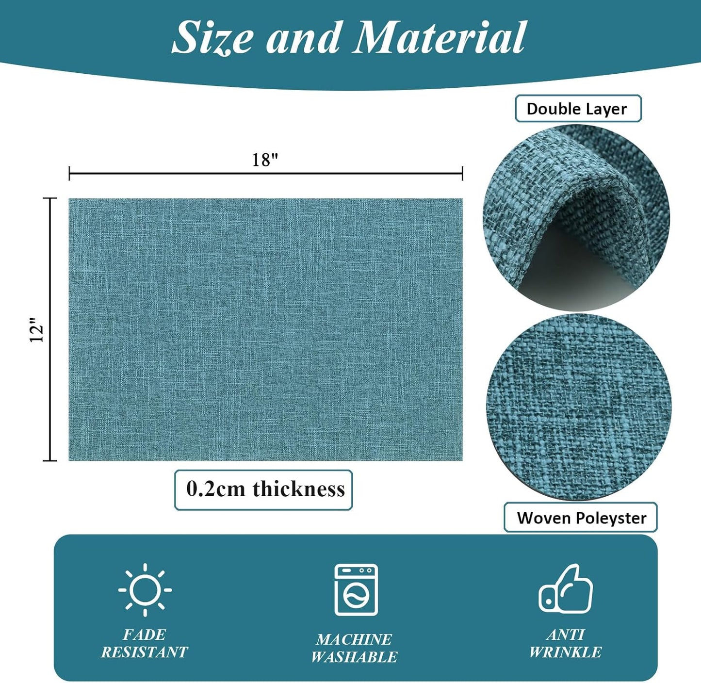 Woven Fabric Placemats Set of 4 Heat Resistant Place Mats Non Slip Washable Double Layer Cloth Placemats Reversible Table Mats Kitchen Dining Table Decor (4, Yellow)